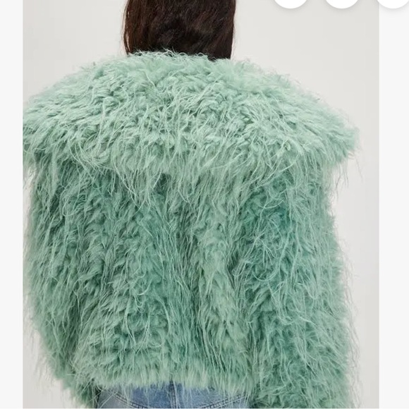 Free People Women's Blue moonlight Teal furry fluffy fun faux fur Jacket - Picture 4 of 4